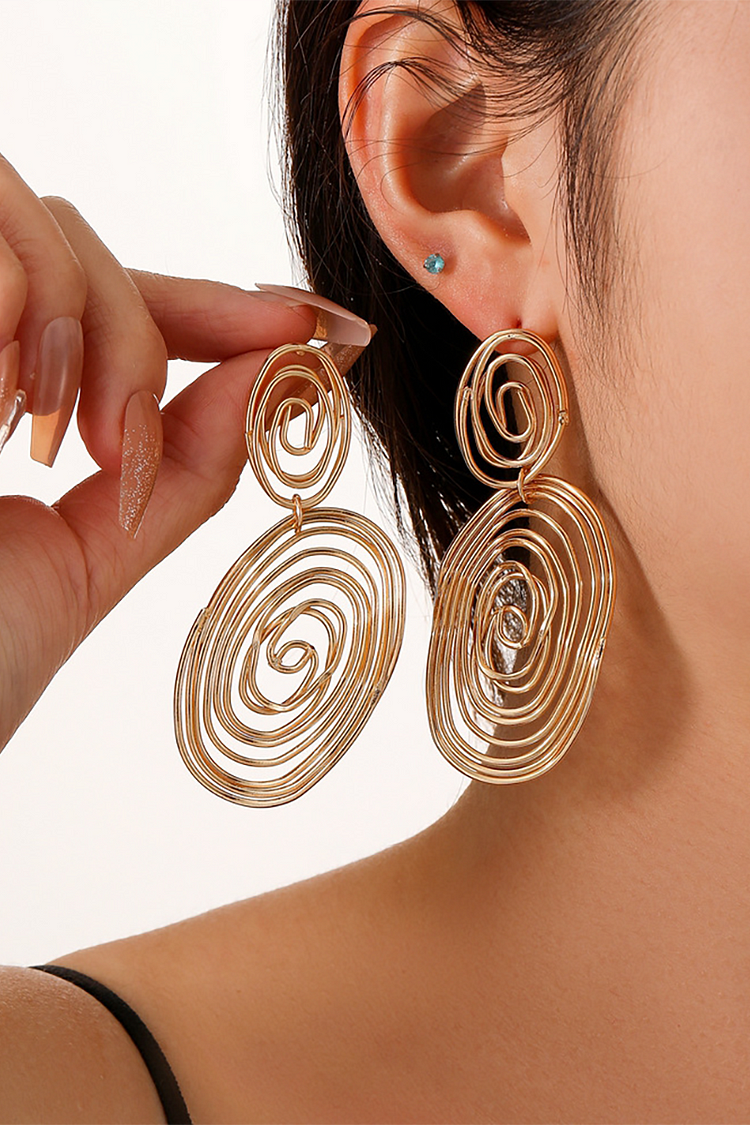 Round-Shaped Thread Double-Layer Fashionable Dangle Earrings