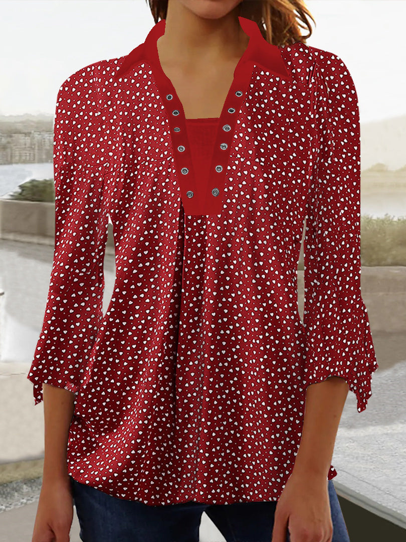 Women Half Sleeve V-neck Solid Color Dress