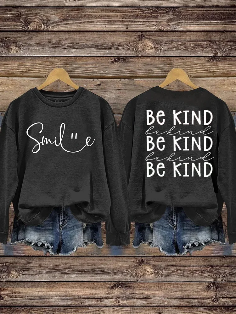Suicide Prevention Awareness Smile Be Kind Print Casual Sweatshirt socialshop