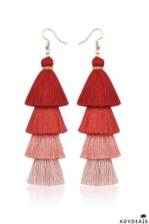 Gradient Tassels Layer Earring