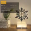 Modern RGB Table Lamp with Swirl Wind Design, Unique LED Art Decor Bedside Table Lamp with Metal Art Geometric Pattern for Bedroom Living Room Home Office