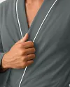 Men&rsquo;s Soft Cotton Blend Robe Knit Bathrobe with Adjustable Waist Tie Loungewear for Home Gift