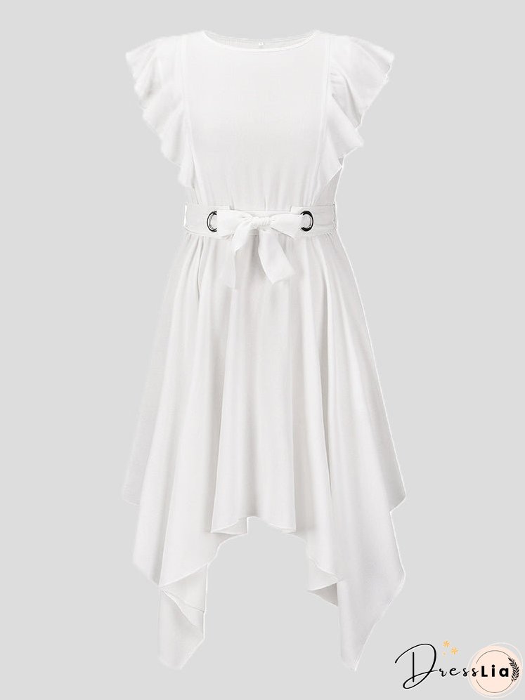 Dresses Slim Belt Irregular Ruffle Sleeve Dress for Women