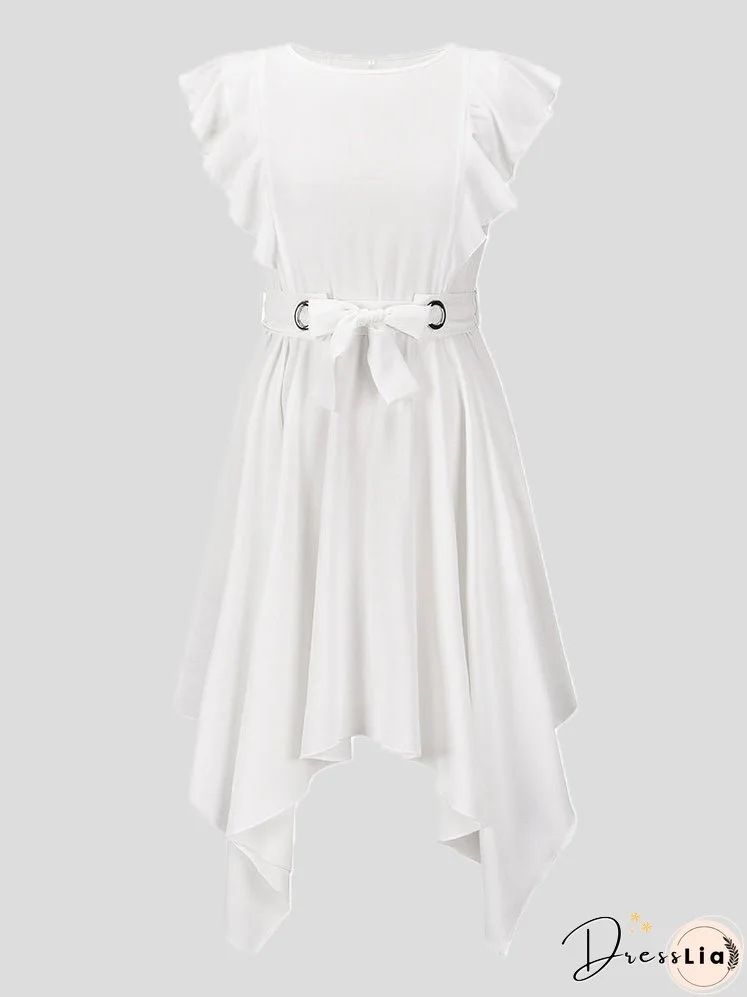 Dresses Slim Belt Irregular Ruffle Sleeve Dress for Women