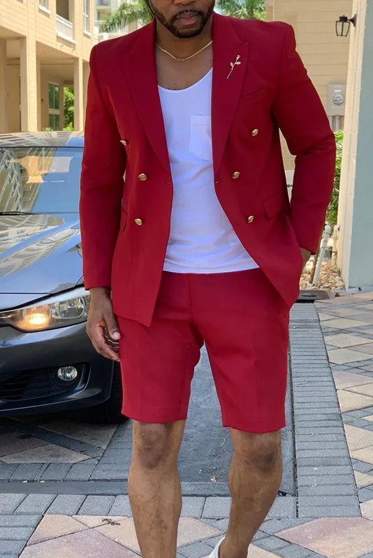 Tiboyz Men's Outfits Fashion Blazer And Shorts Two Piece Suit