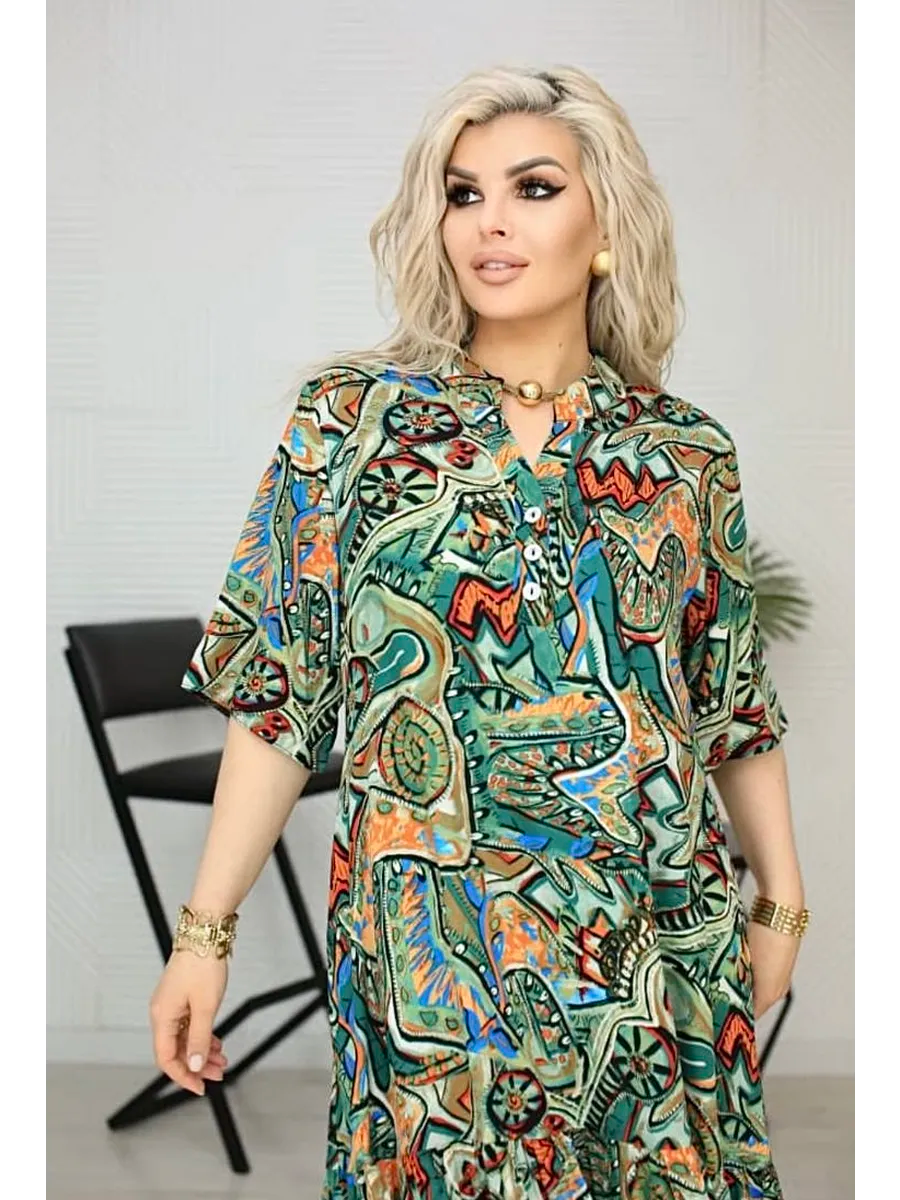 🔥 P-5XL🌈️Vestido estampado étnico, moderno, retro e colorido
