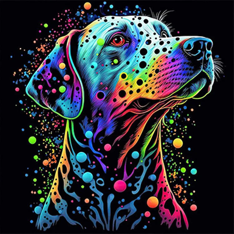 Full Round Diamond Painting - Color Dog Portrait 50*50CM