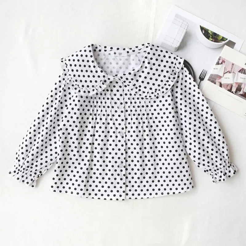 2-8T Toddler Kid Baby Girl Spring Summer Clothes Long Sleeve Ruffles Print Blouses Elegant Cute Sweet Shirt Party Club Tee Top