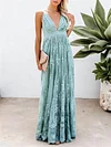 Crochet Plunging Condole Belt Maxi Dress