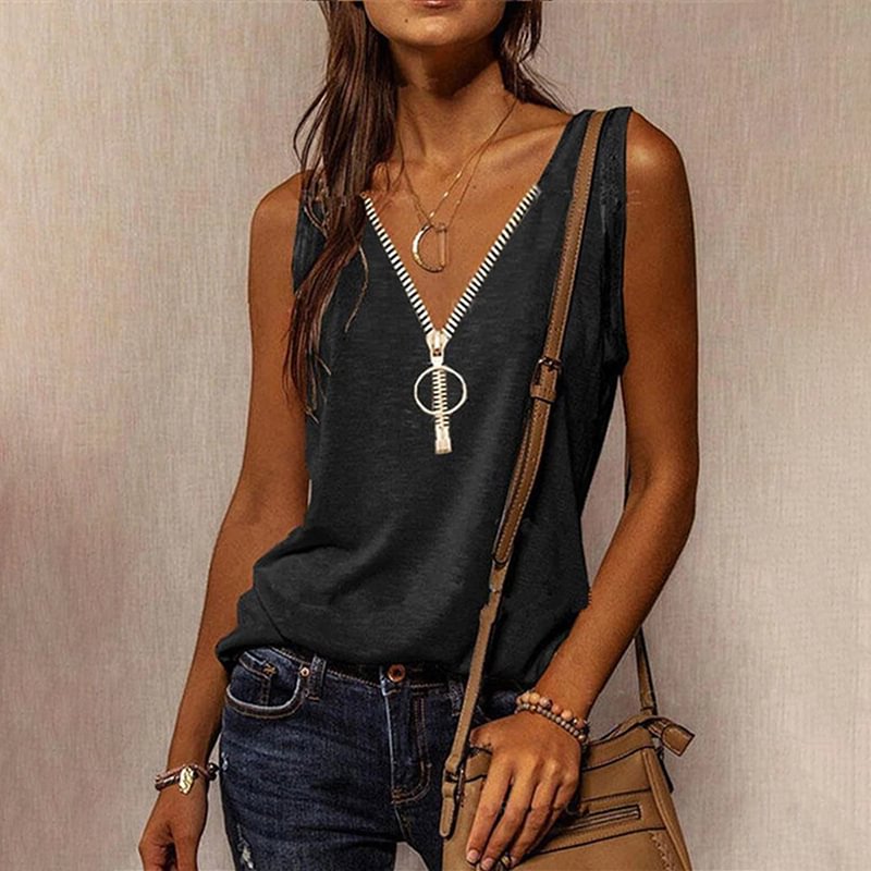 Casual Cotton-Blend Sleeveless Tank Top