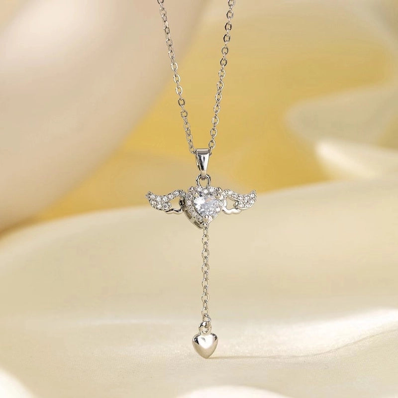 Sweet Minimalist Star Heart Shape Bow Knot Titanium Steel Zircon Plating Inlay Pendant Necklace