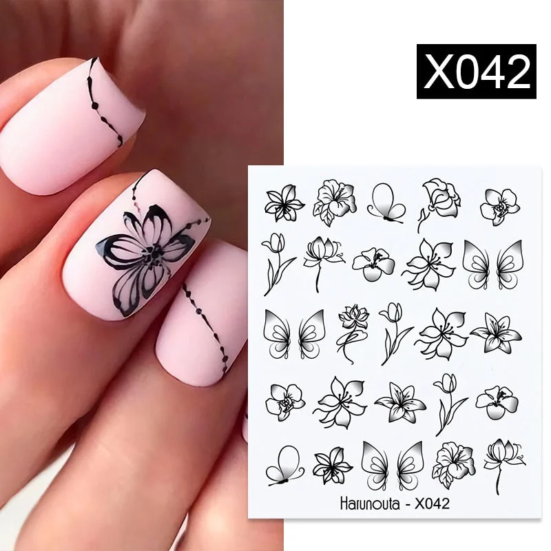 1PC Abstract Face Pattern 3D Nail Stickers Summer Autumn Lady Image Flower Leaves Sliders Decals For Nails Decoration Manicures