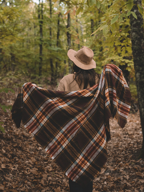 Checked England wool scarf