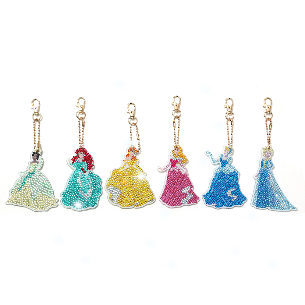 DIY Diamond Painting Keychains Kit 6Pcs Disney Princess gbfke