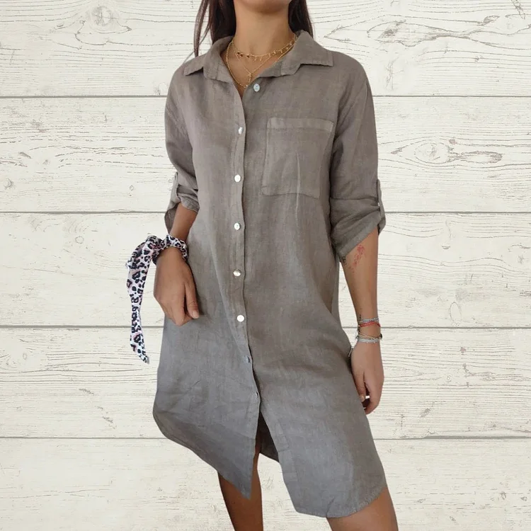Cotton and Linen Mid-length Shirt