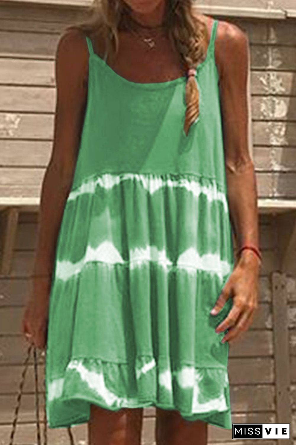 Fashion Casual Print Split Joint Spaghetti Strap Princess Dresses