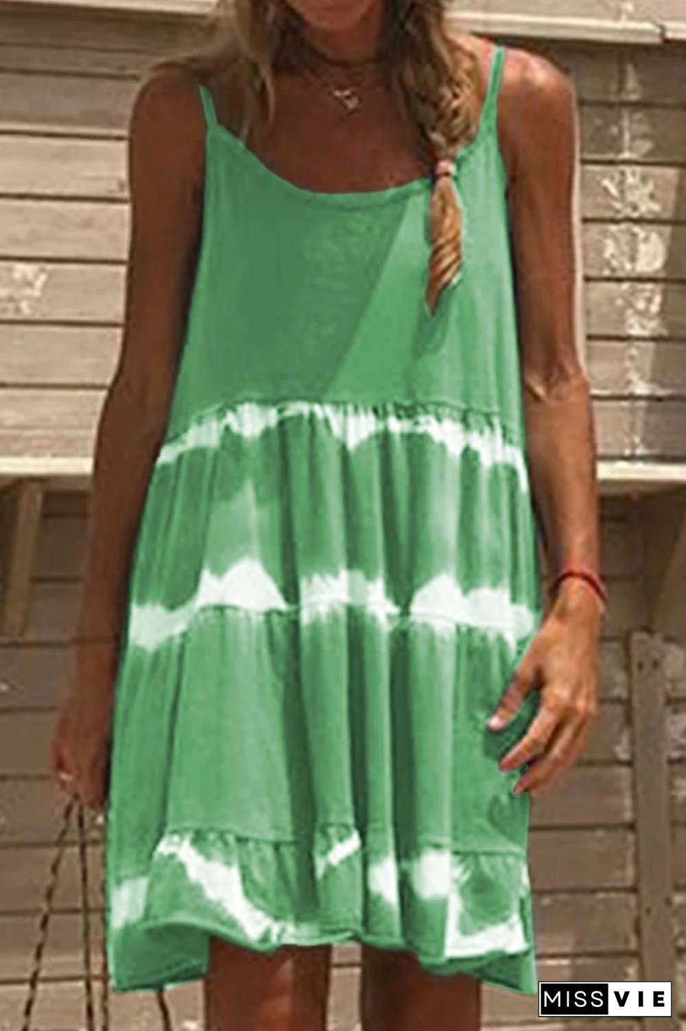 Fashion Casual Print Split Joint Spaghetti Strap Princess Dresses