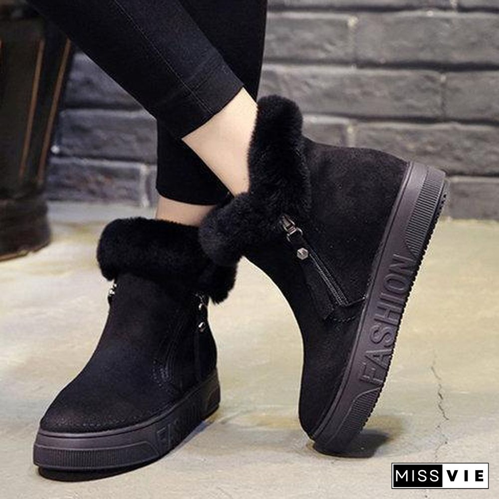 Women Snow Zipper Booties Casual Shoes