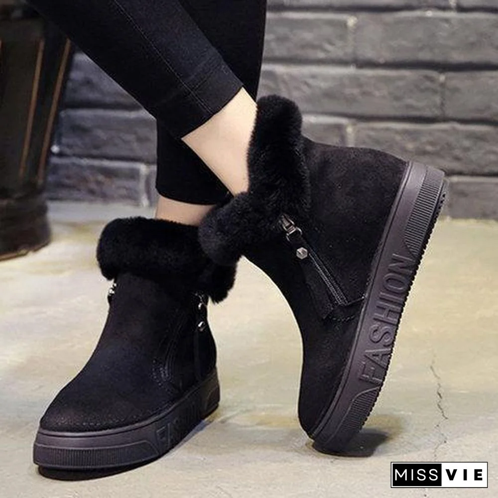 Women Snow Zipper Booties Casual Shoes