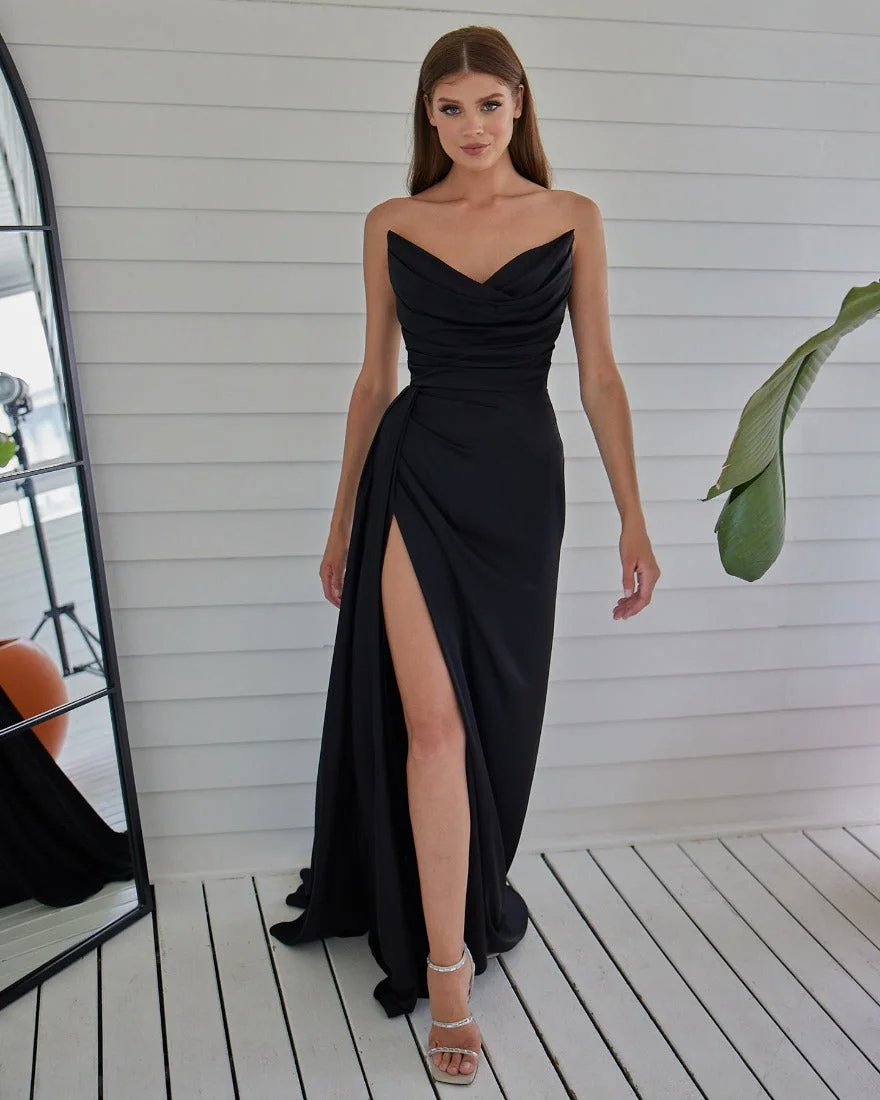 Miabel Fashion Satin Maxi  Strapless Wedding Guest Dress Or Prom Dress