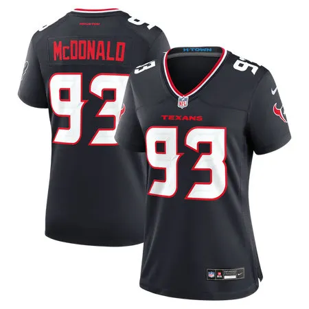 Women's Houston Texans #93 Kayden McDonald Nike Navy  2026 NFL Draft Game Jersey