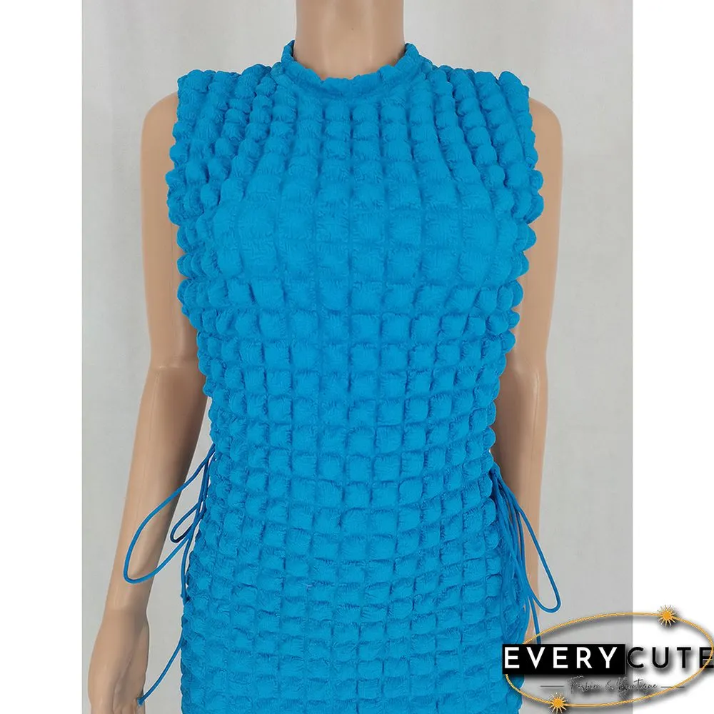 Blue Side Lace-up Sleeveless Bodycon Dress