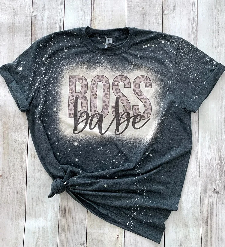 Boss Babe Leopard Bleached T-Shirt