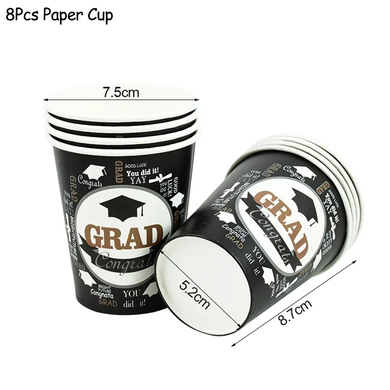 1Set Graduation Balloons Disposable Tableware 2022 Graduation Party Decorations Congrats Grad Paper Garland Banner Class of 2022