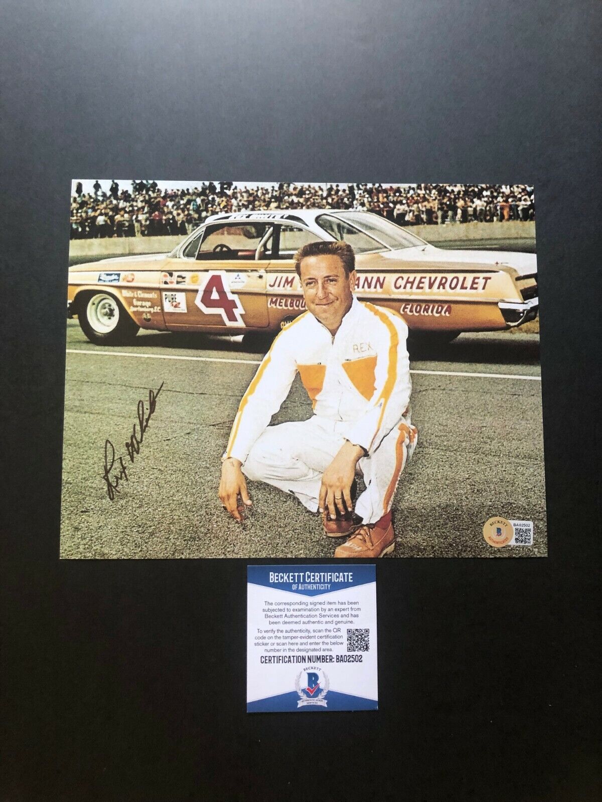 Rex White Hot! signed autographed Nascar legend 8x10 Photo Poster painting Beckett BAS coa