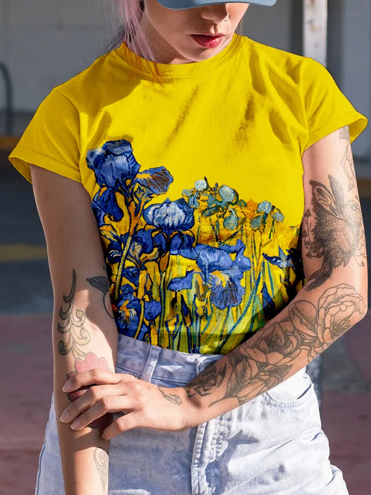 Irises Oil Painting Art Inspired Comfy T Shirt