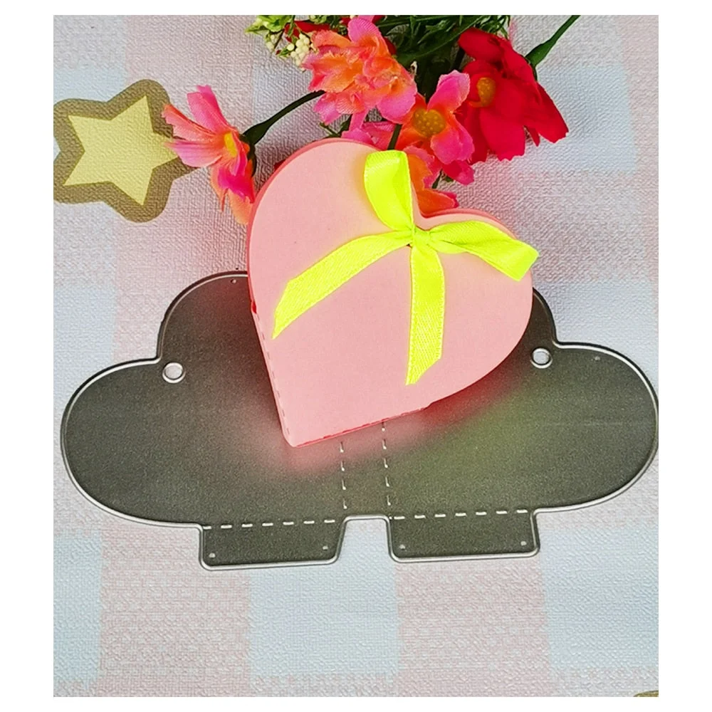Heart Shape Gift Box Dies Scrapbooking Stencil Template for DIY Embossing Paper Photo Album Greeting Gift Cards New Dies Cut
