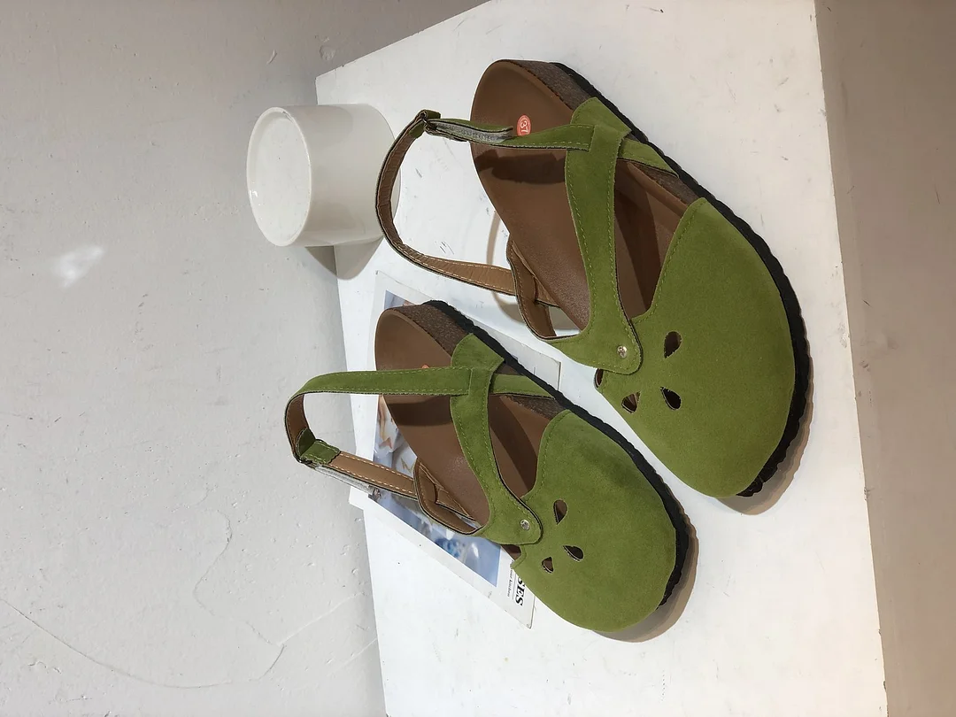 Breakj Breakj Retro Simple Hollowed-In-Head Sandals Women's One-Character Buckle With Flat Velvet Back Empty Single Shoes Wish