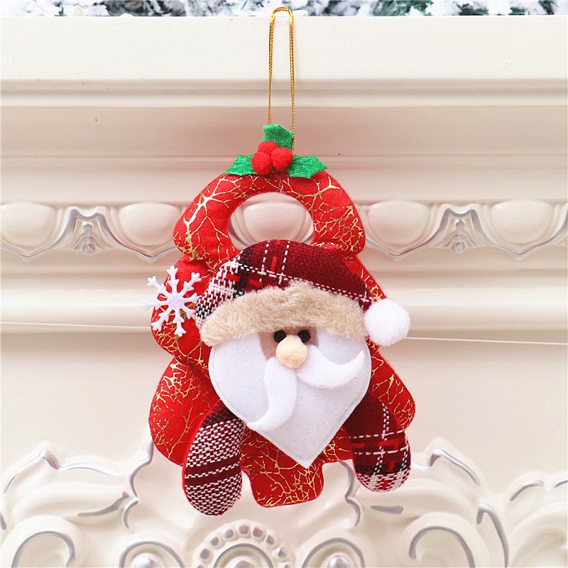   Cartoon Cute Santa Elk Snowman Fireplace Window Bell Hanging Ornaments - Neojana