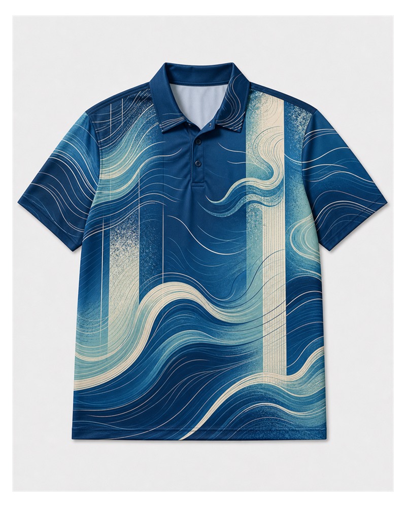 Big & Tall Coastal Drift Digital Print Polo Shirt and Shorts Set
