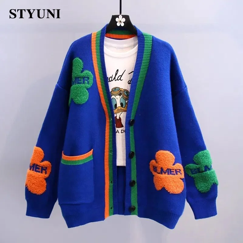 Toloer Klein Blue High Street Long Sleeve Acrylic Knitted Loose Womens Sweater Korean Fashion 7299