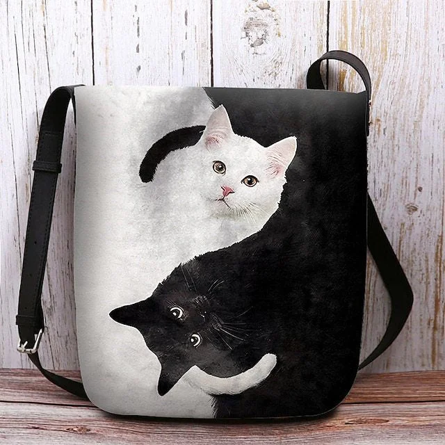 Style & Comfort for Mature Women Women's Colorblock Cat Print Crossbody Bag