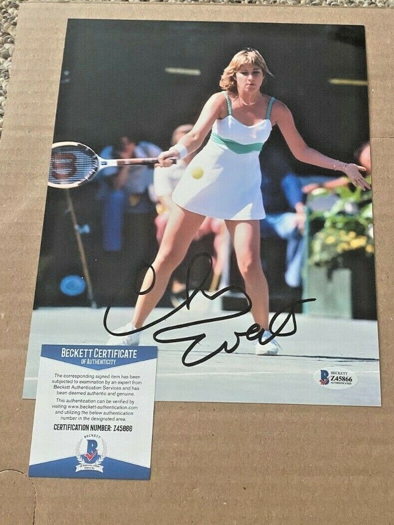 CHRIS EVERT SIGNED TENNIS 8X10 Photo Poster painting BECKETT CERTIFIED #11