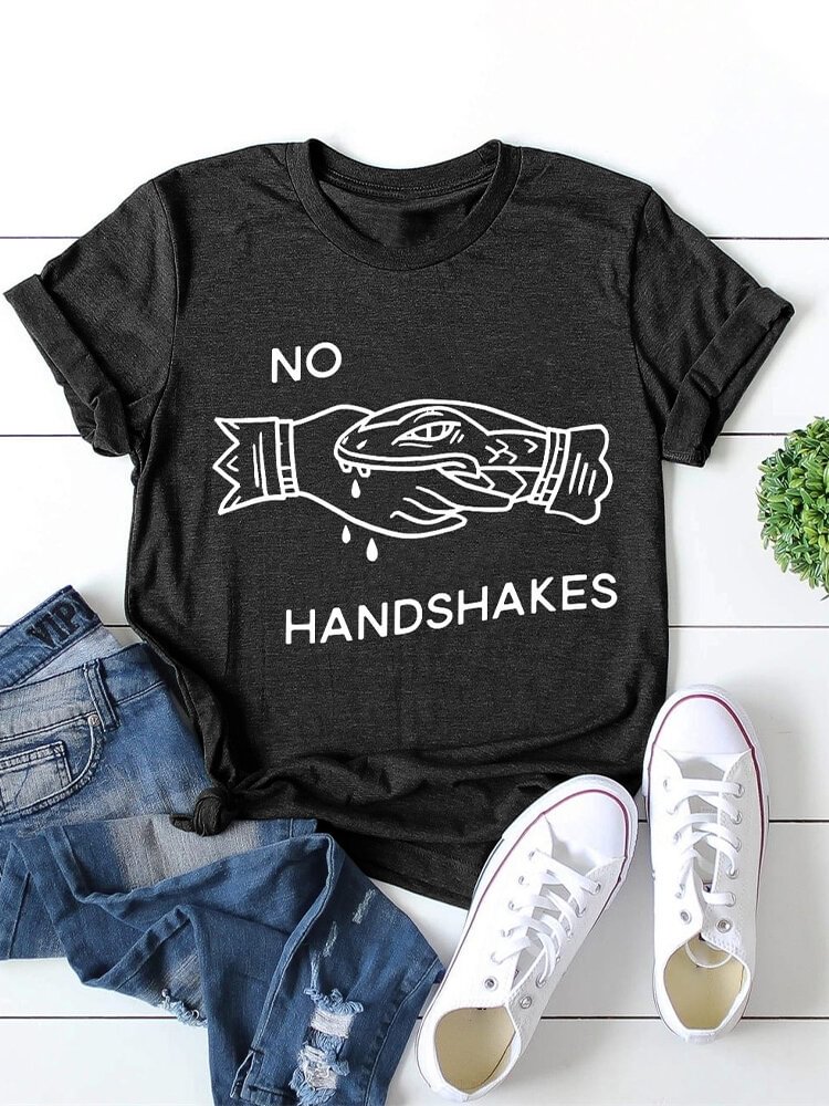 Cartoon Letter Printed Short Sleeve O Neck T shirt P1685504