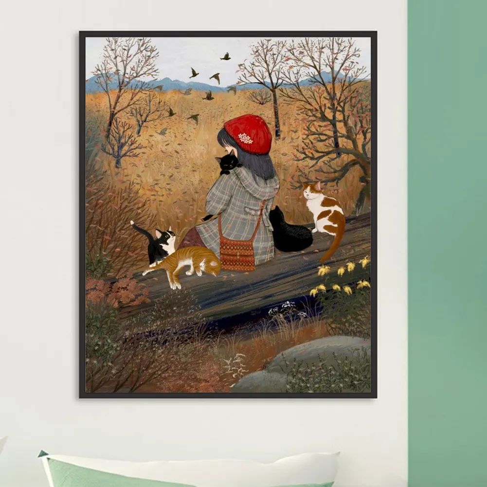 Full Round Diamond Painting 40*50cm - Autumn Atmosphere Girl