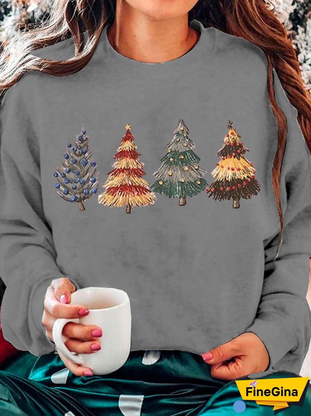 Women's Christmas Tree Print Casual Sweatshirt
