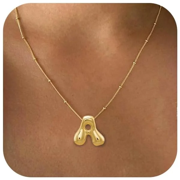 Gold Bubble Letter Necklace