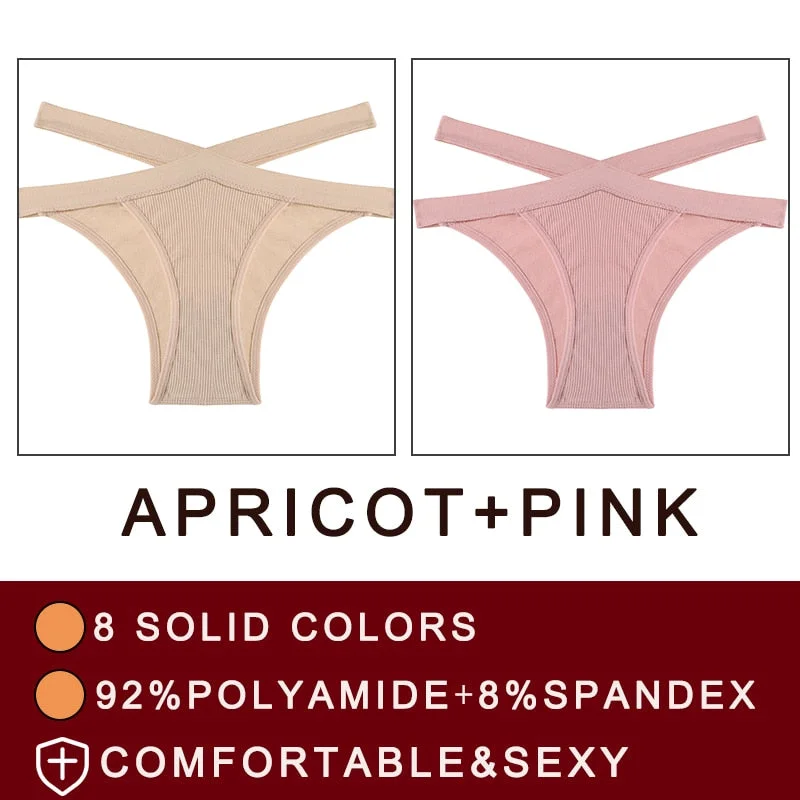 2PCS/Set Cross Waist Strap Women Panties Seamless Underwear Sexy Panties Lingerie Underpants Briefs Solid Color Female Pantys