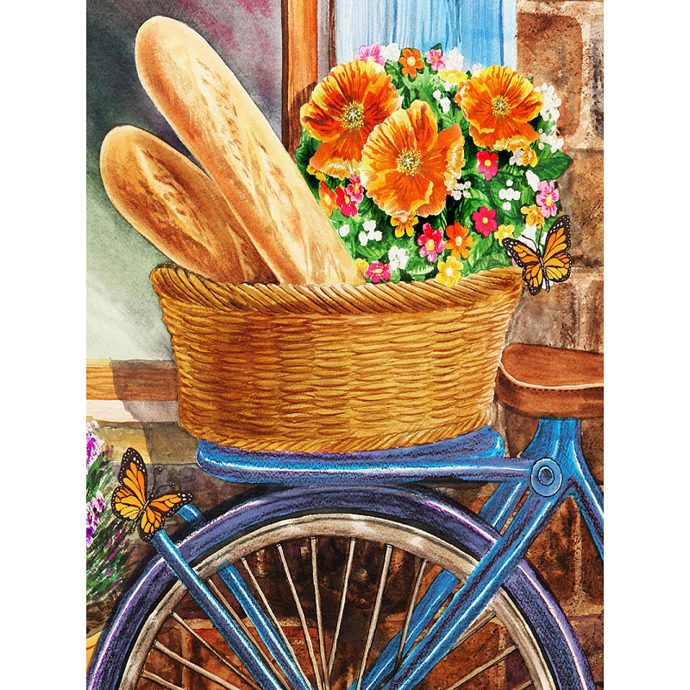 

Bicycle Basket Flower - Round Drill Diamond Painting - 30*40CM, 501 Original