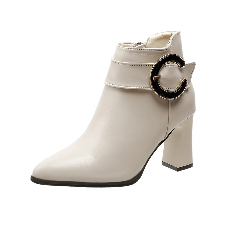 Churchf Boots Women's 2025 Autumn And Winter Casual Fashion Ankle Boots Side Zipper Tide With Thick Heel High Heel Casual Women's Shoes