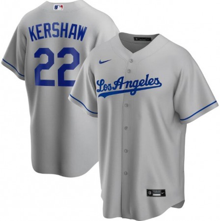 Men's Los Angeles Dodgers #22 Clayton Kershaw Grey Flex Base Stitched Jersey HUVB