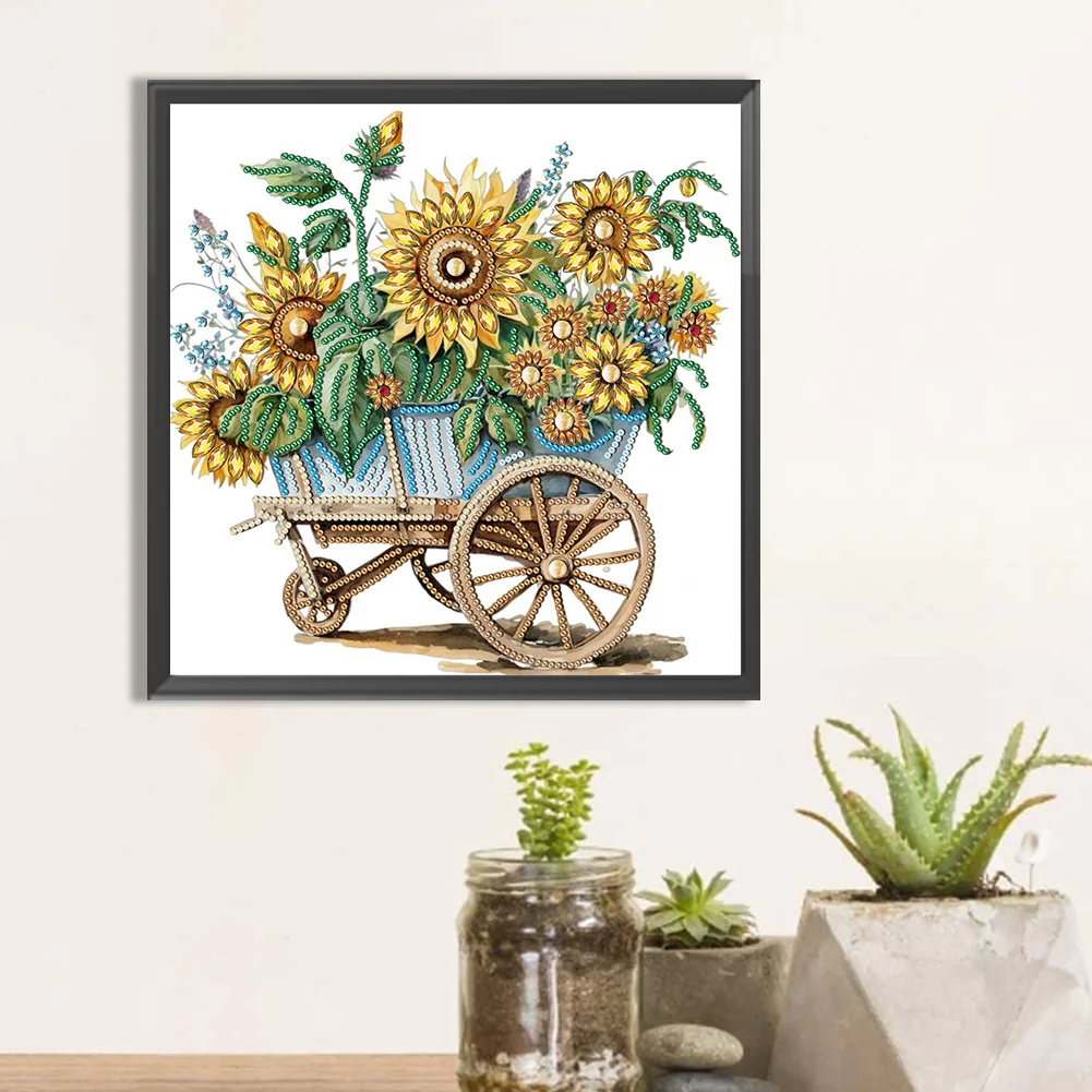 Diamond Painting - Partial Special Shaped Drill - Flower Car(Canvas|30*30cm)