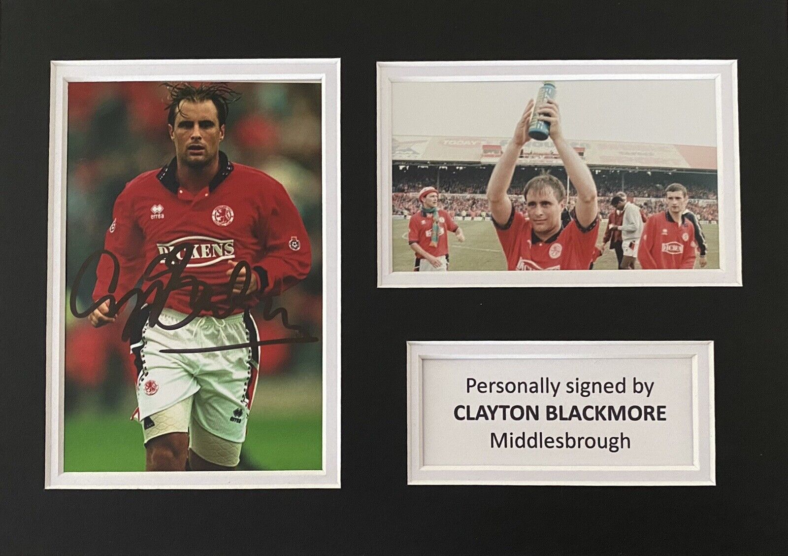 Clayton Blackmore Genuine Signed Middlesbrough Photo Poster painting In A4 Mount Display