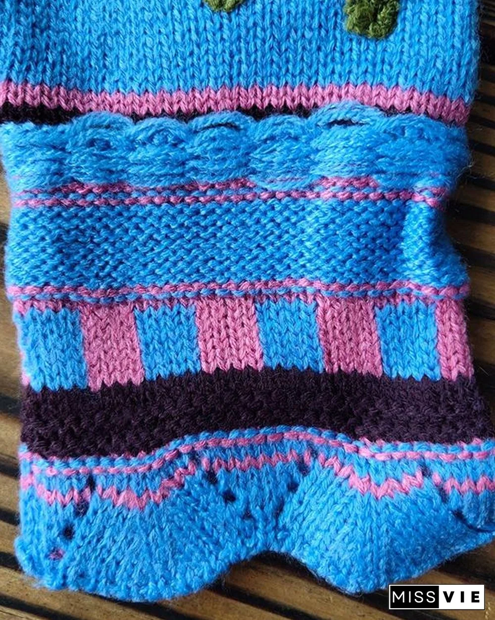 Casual Flower Decor Knitted Gloves Handwarmers