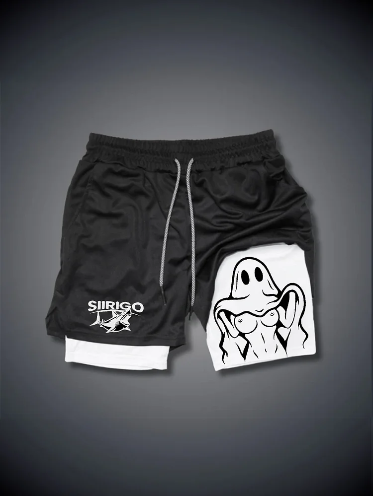 Naughty Ghost Sexy Boobs Graphic Print GYM PERFORMANCE SHORTS