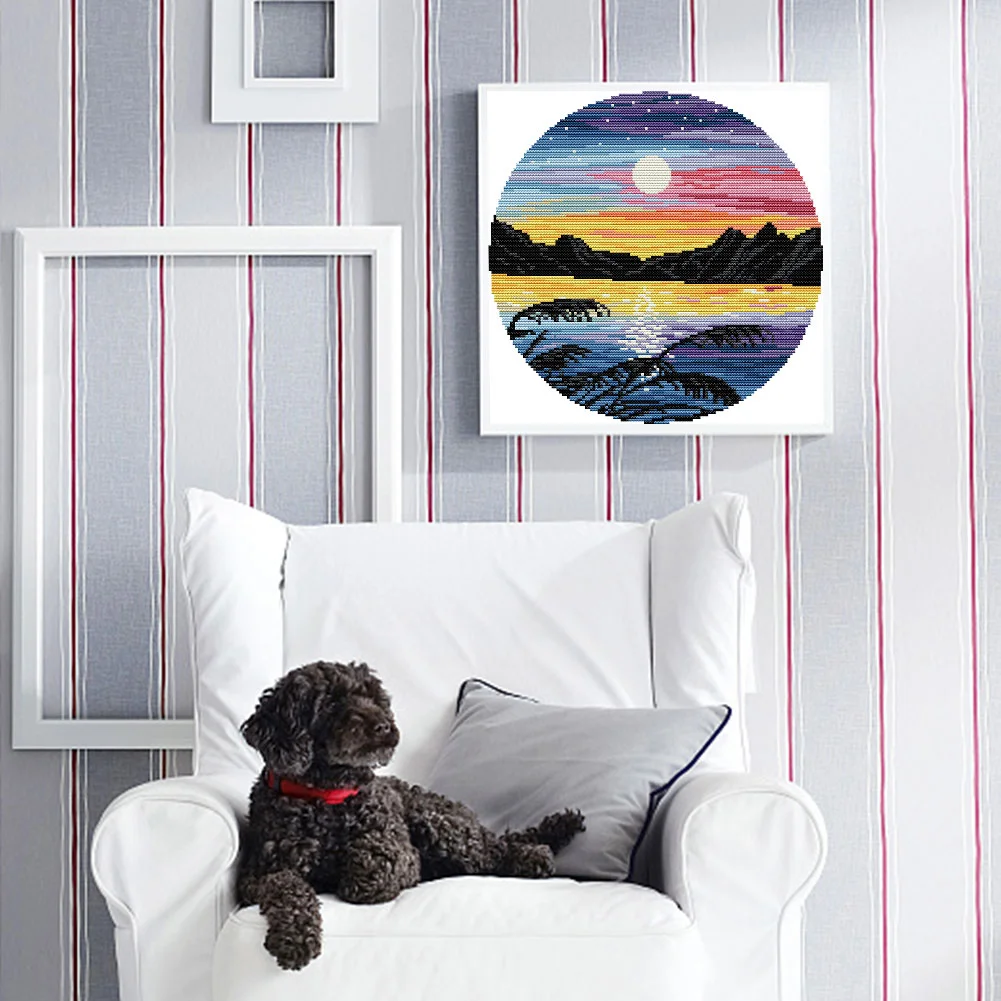 14CT Partial Printed Cross Stitch - Sunset(31*31cm)